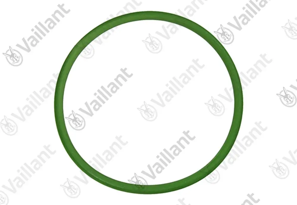 Grüner O-Ring von Vaillant, in runder Form, auf weißem Hintergrund. Der O-Ring ist für Dichtungsanwendungen vorgesehen.